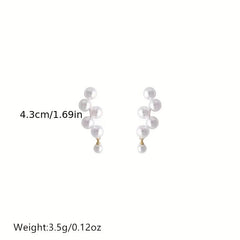 Retro Pearl Long Stud Earrings Vintage Style Alloy Jewelry for Dating