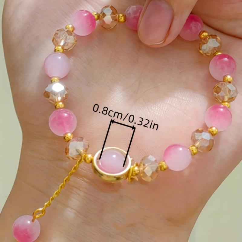 Colorful Gradient Crystal Beads Bracelet Rabbit Shape Pendant