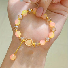 Colorful Gradient Crystal Beads Bracelet Rabbit Shape Pendant