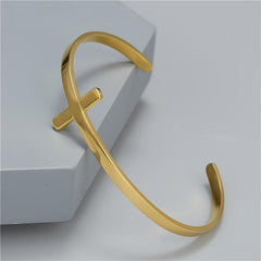 Roman Cross Cuff Bangle Women's Bracelet