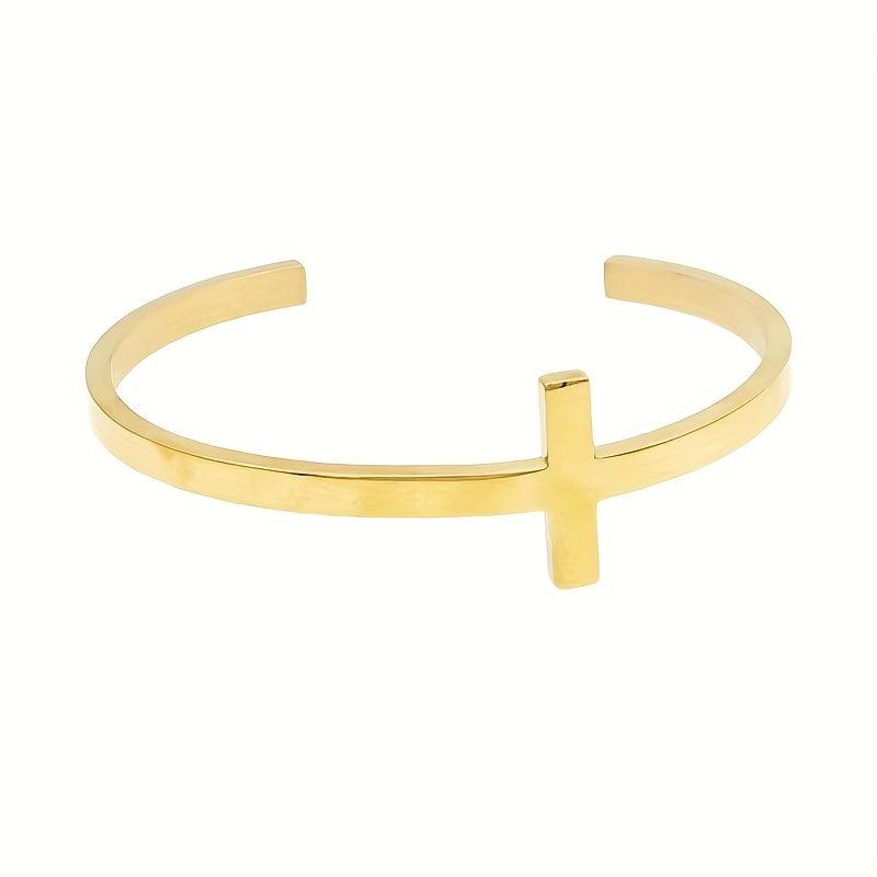 Roman Cross Cuff Bangle Women's Bracelet