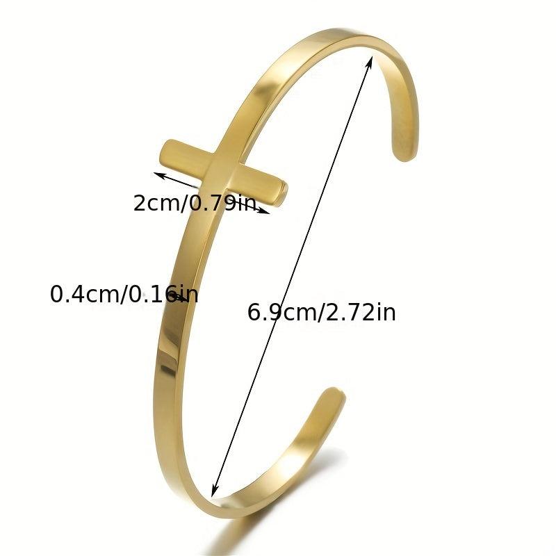 Roman Cross Cuff Bangle Women's Bracelet