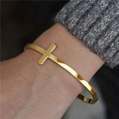 Roman Cross Cuff Bangle Women's Bracelet
