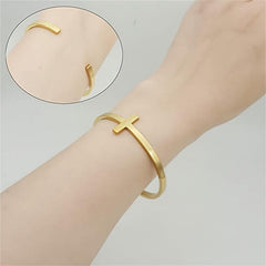 Roman Cross Cuff Bangle Women's Bracelet