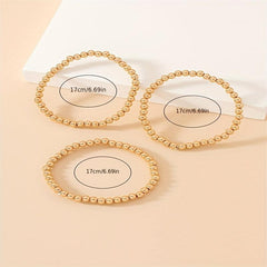 3pcs Set Golden Beads Stretch Bracelet