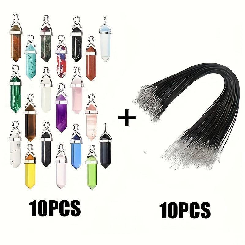 48pcs DIY Jewelry Kit Hexagonal Chakra Natural Crystal Stone Pendant