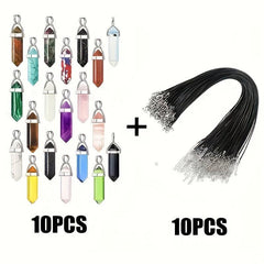 48pcs DIY Jewelry Kit Hexagonal Chakra Natural Crystal Stone Pendant