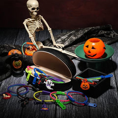 Halloween Party Favors Ghost Pumpkin Skull Cat Zipper Bracelets