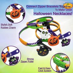 Halloween Party Favors Ghost Pumpkin Skull Cat Zipper Bracelets