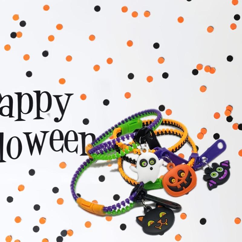Halloween Party Favors Ghost Pumpkin Skull Cat Zipper Bracelets
