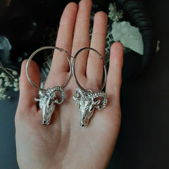 Satan Mystery Goat Head Hoop Earrings Gothic Punk Style