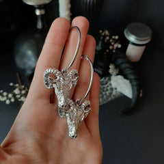 Satan Mystery Goat Head Hoop Earrings Gothic Punk Style