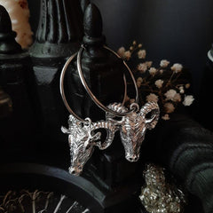 Satan Mystery Goat Head Hoop Earrings Gothic Punk Style