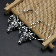 Satan Mystery Goat Head Hoop Earrings Gothic Punk Style