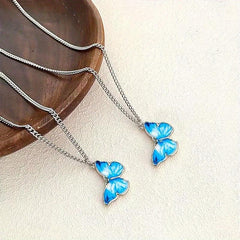 Colorful Butterfly Pendant Cuban Chain Bracelet Minimalist Hand Jewelry