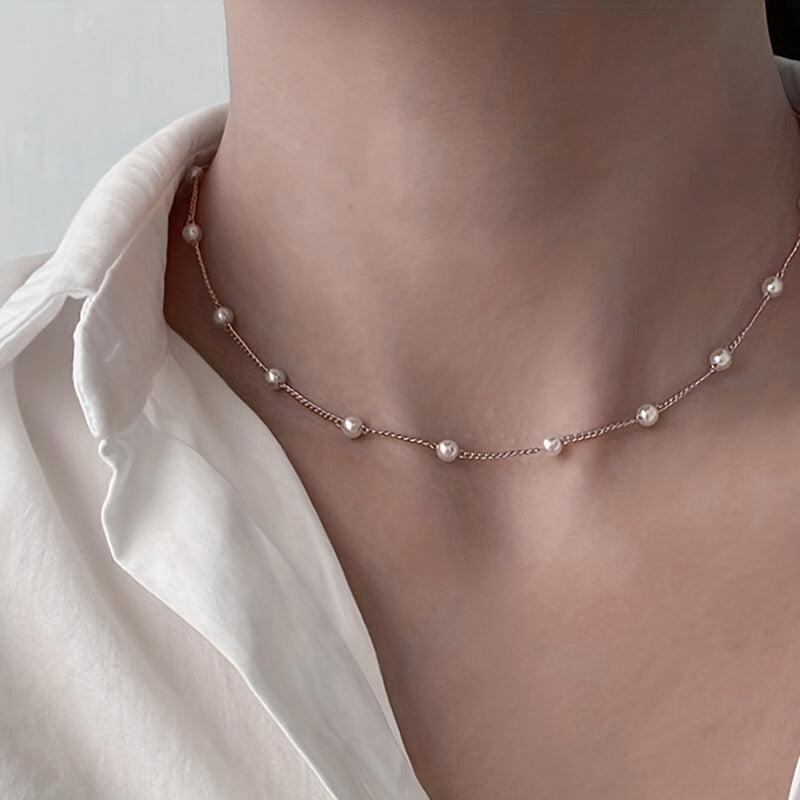 Pearl Minimalist Choker Necklace for Women Girls