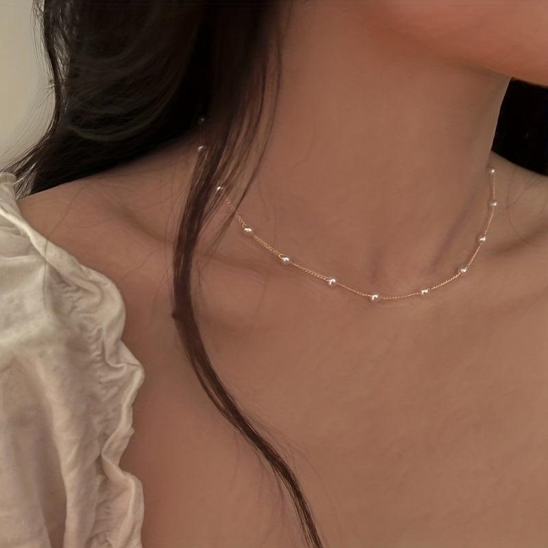 Pearl Minimalist Choker Necklace for Women Girls