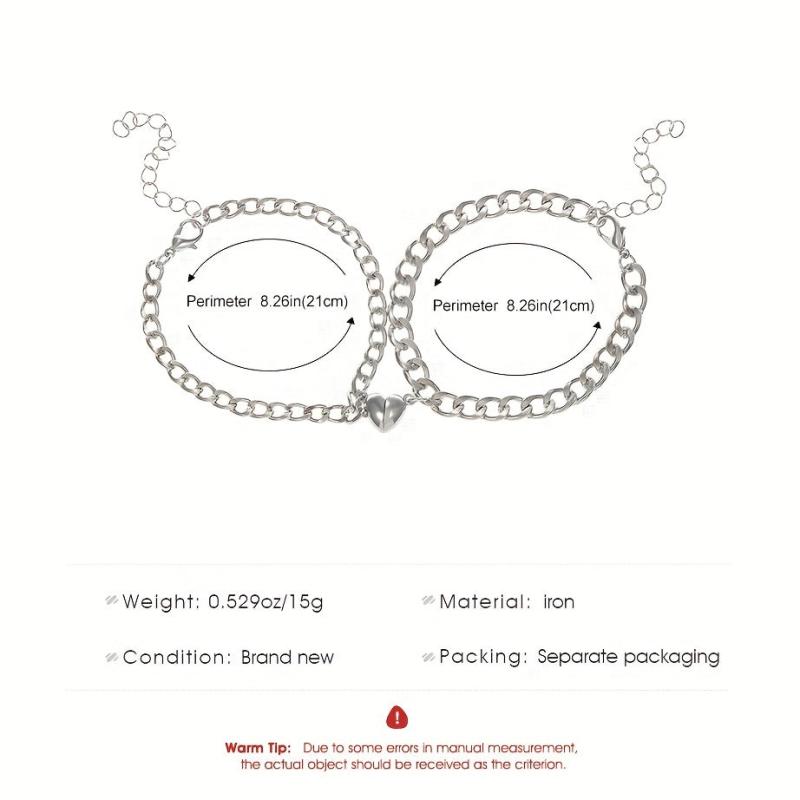 2pcs Set Heart Magnet Bracelets Couple Magnetic Bracelets Love Magnet