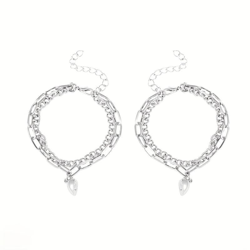 2pcs Set Heart Magnet Bracelets Couple Magnetic Bracelets Love Magnet