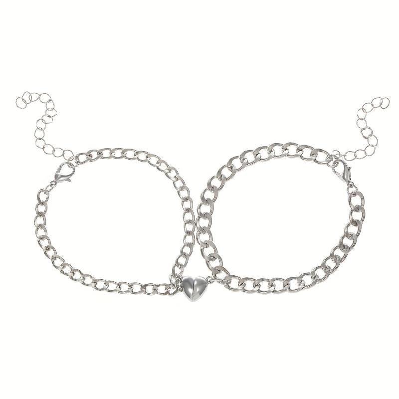 2pcs Set Heart Magnet Bracelets Couple Magnetic Bracelets Love Magnet