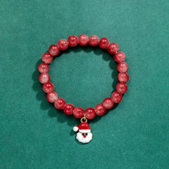 Christmas Red Glass Beads Santa Claus Pendant Bracelet for Women Girls