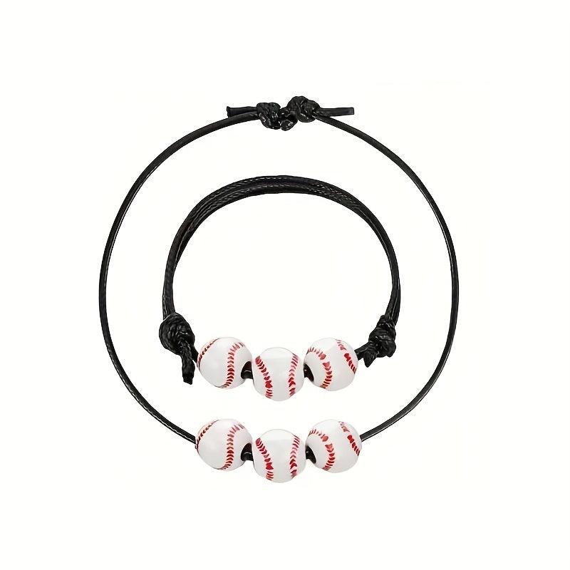 12pcs Baseball Braided Adjustable Bracelet For Women
