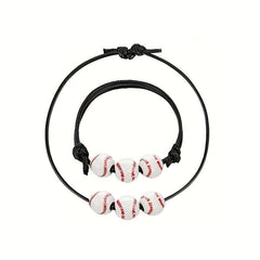 12pcs Baseball Braided Adjustable Bracelet For Women