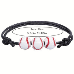 12pcs Baseball Braided Adjustable Bracelet For Women