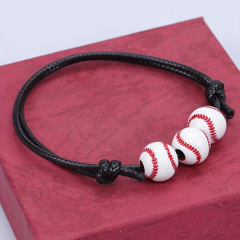 12pcs Baseball Braided Adjustable Bracelet For Women