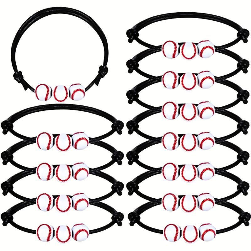 12pcs Baseball Braided Adjustable Bracelet For Women