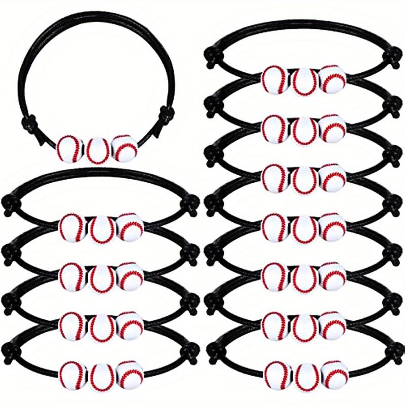 12pcs Baseball Braided Adjustable Bracelet For Women