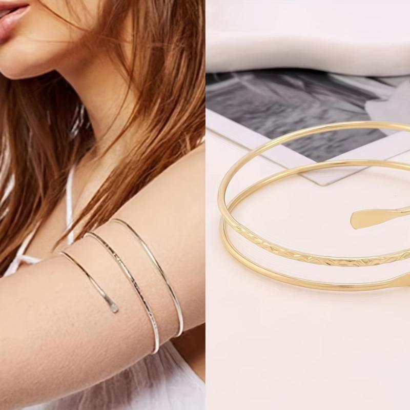 Metal Arm Ring Punk Bracelet Cuff Bangle for Women Girls