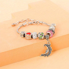 Leaf Moon Pendant Beaded Bracelet Vintage Style Hand Jewelry 1pc