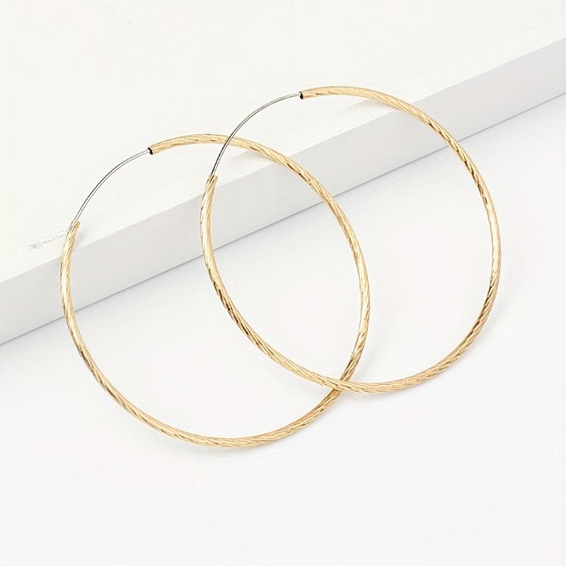 Golden Hoop Earrings Bohemian Style Alloy Jewelry Gift For Women