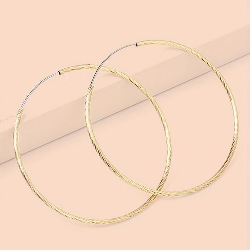 Golden Hoop Earrings Bohemian Style Alloy Jewelry Gift For Women
