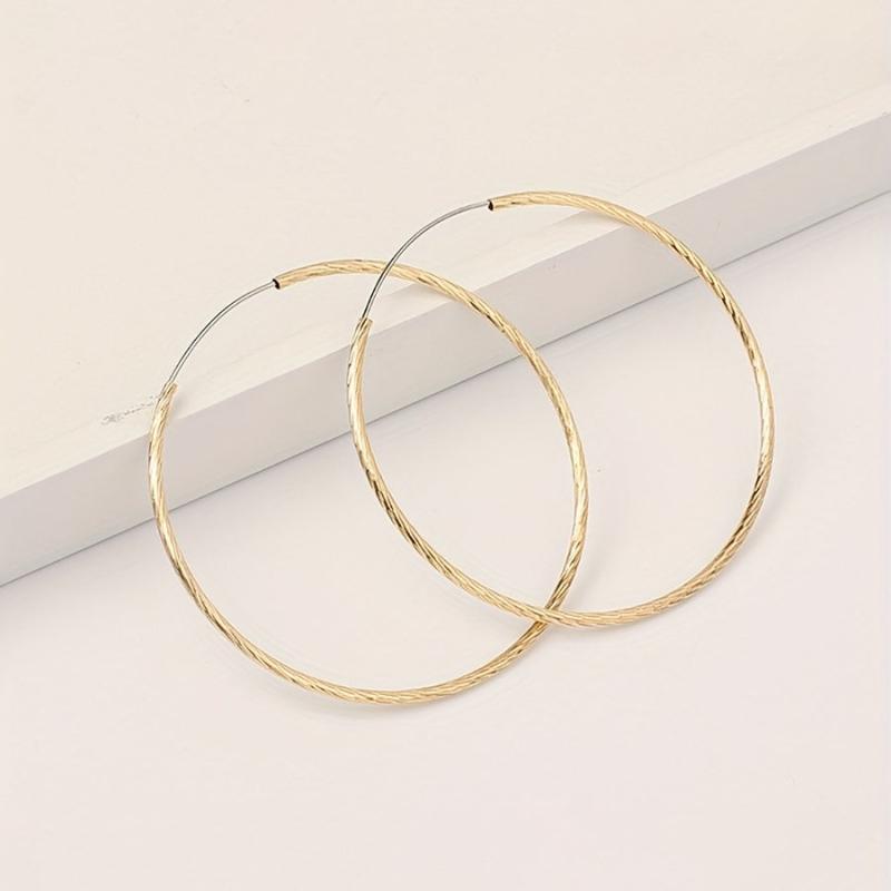 Golden Hoop Earrings Bohemian Style Alloy Jewelry Gift For Women