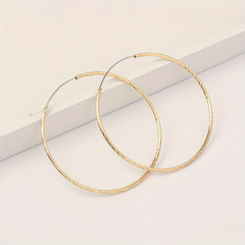 Golden Hoop Earrings Bohemian Style Alloy Jewelry Gift For Women