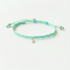 Purple Adjustable Braided Twist Bracelet With Star Pendant
