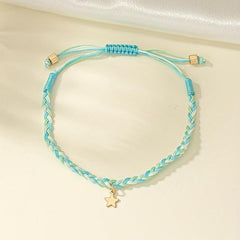 Purple Adjustable Braided Twist Bracelet With Star Pendant