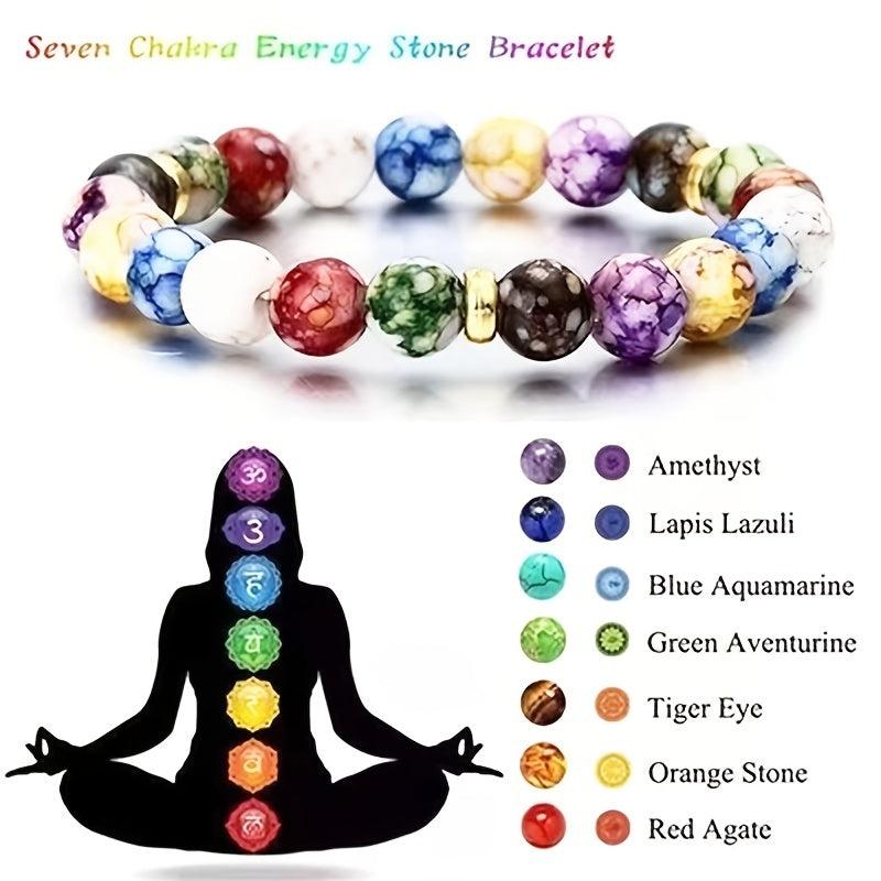 7 Chakra Reiki Healing Stone Bracelet Yoga Balance Energy Beads