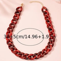 Boho Red Acrylic Choker Vintage Chain Statement Necklace