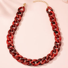 Boho Red Acrylic Choker Vintage Chain Statement Necklace