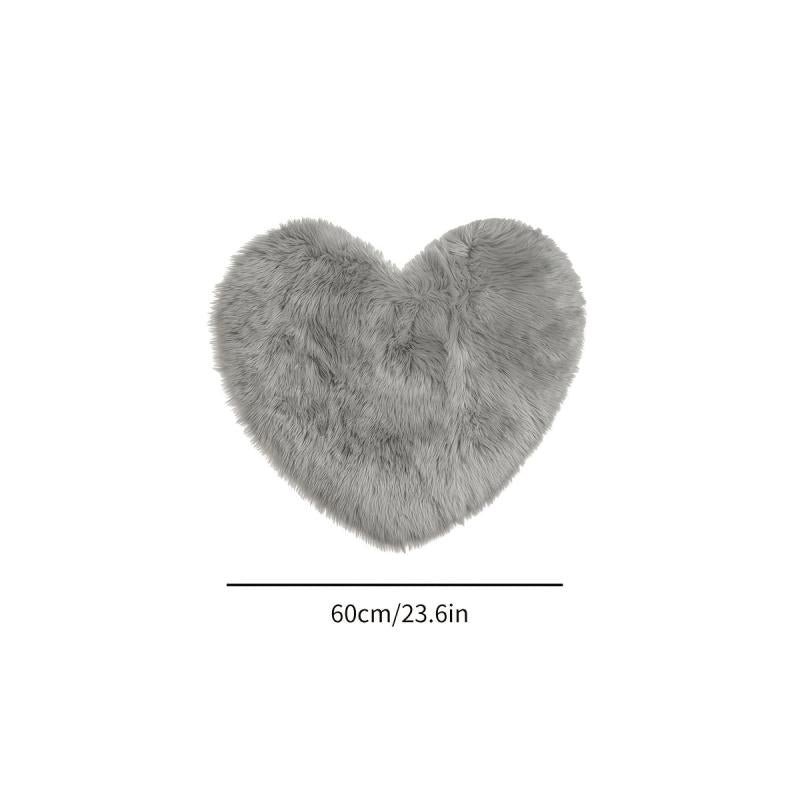 1pc Grey Love Long Hair Carpet Bedroom Living Room Decoration Non-slip Floor Mat