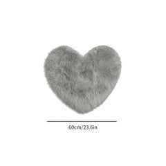 1pc Grey Love Long Hair Carpet Bedroom Living Room Decoration Non-slip Floor Mat