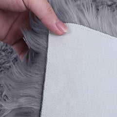 1pc Grey Love Long Hair Carpet Bedroom Living Room Decoration Non-slip Floor Mat