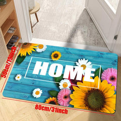 Soft Sunflower Kitchen Rug Rustic Cushioned Anti Fatigue Rug