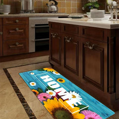 Soft Sunflower Kitchen Rug Rustic Cushioned Anti Fatigue Rug