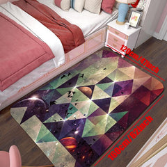 Psychedelic Geometric Area Rug Non Slip Soft & Shaggy Carpet