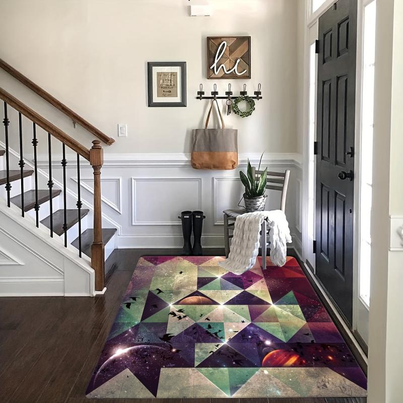 Psychedelic Geometric Area Rug Non Slip Soft & Shaggy Carpet