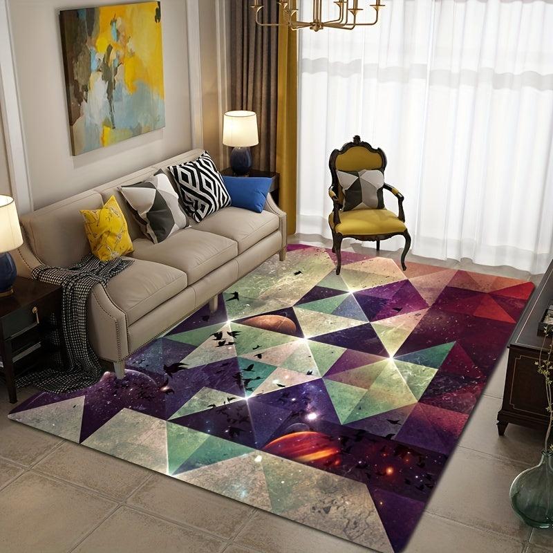 Psychedelic Geometric Area Rug Non Slip Soft & Shaggy Carpet